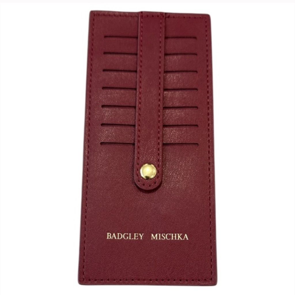 New Badgley Mischka Wine Red Card Holder With Gold Accents